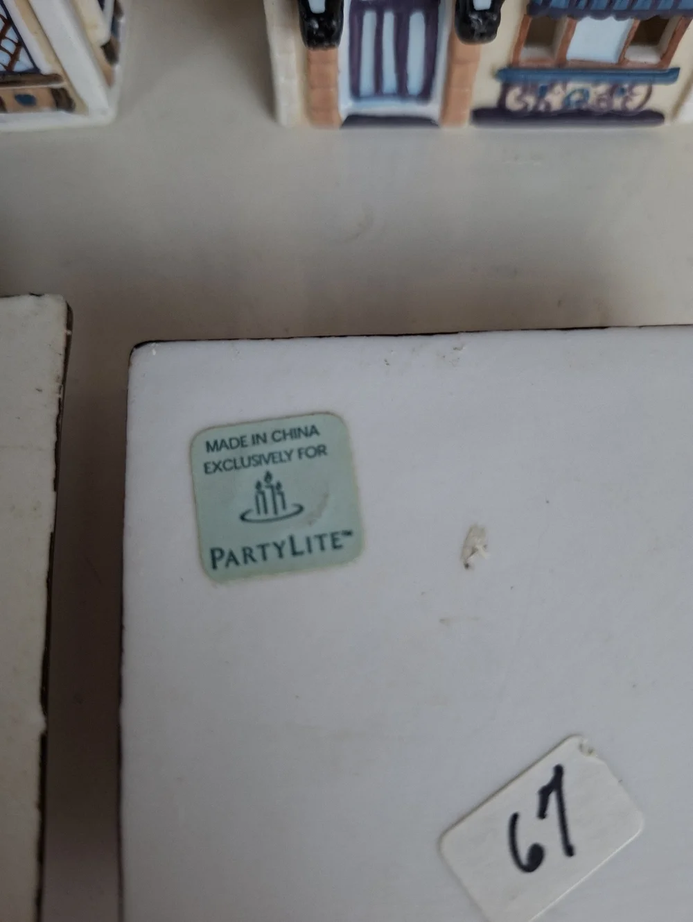 Lot Of 3 Partylite Cafe Tealight Ceramic House Candle Holder Handpainted - Picture 9 of 12